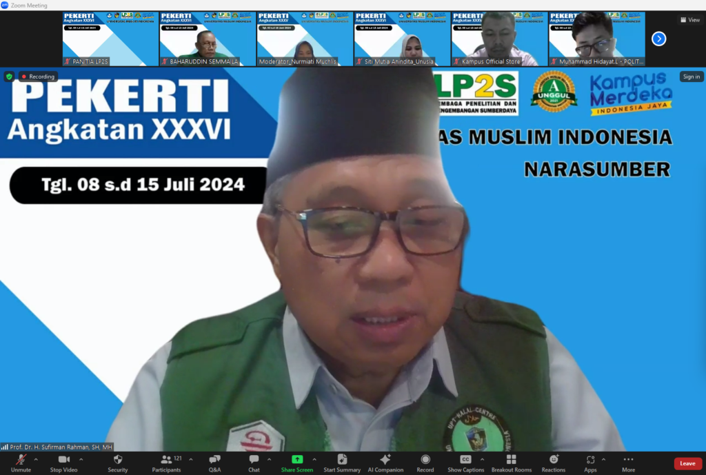 SAMBUTAN OLEH REKTOR UMI DALAM PEMBUKAAN PEKERTI ANGKATAN XXXVI TGL 08 S.D 15 JULI 2024