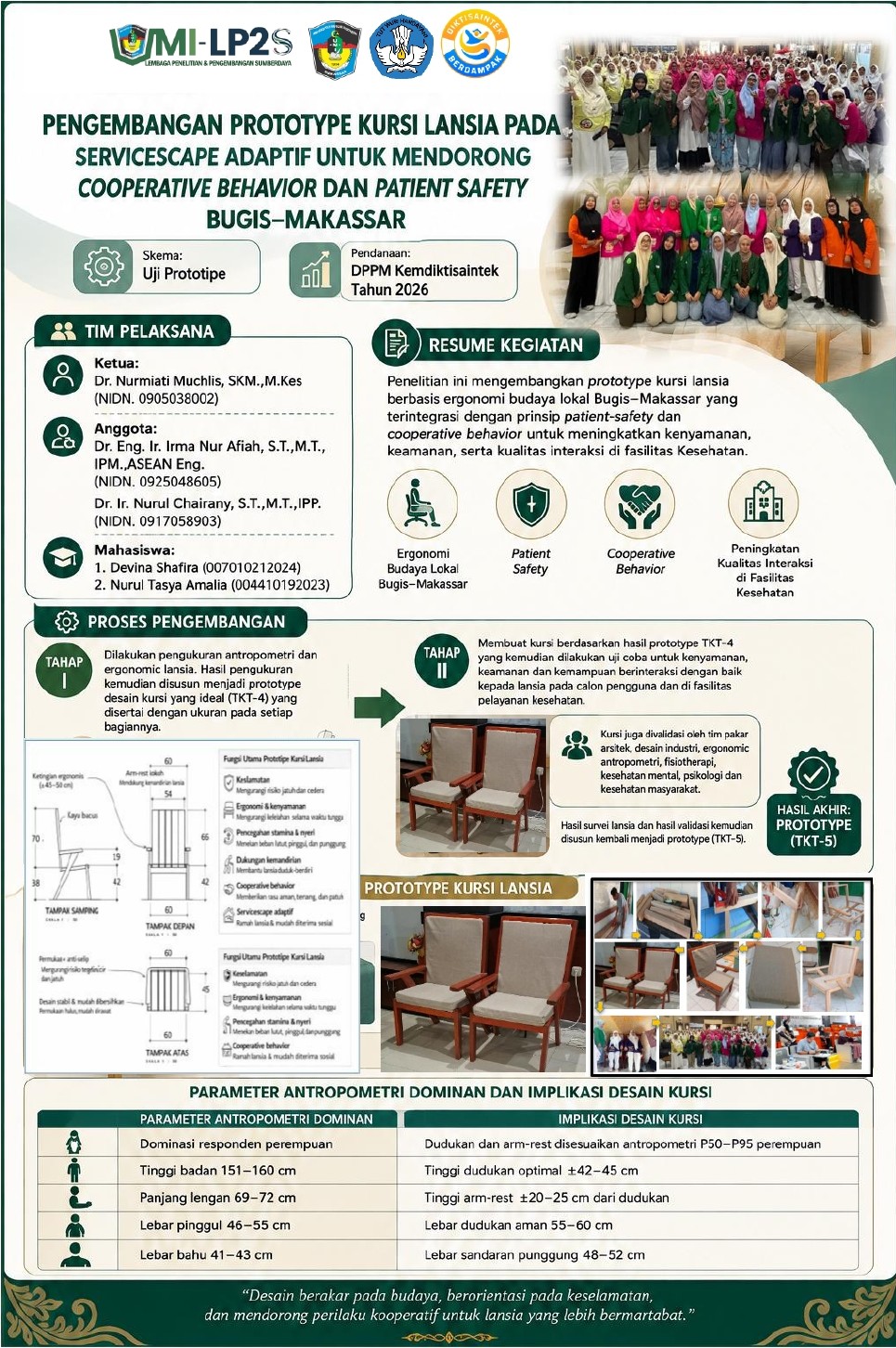 Pengembangan Prototipe Kursi Lansia Pada Servicescape Adaptif untuk Mendorong Cooperative Behavior dan Patient Safety Bugis Makassar